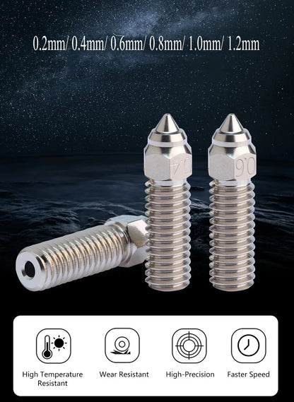 For Creality Ender 3 V3 KE K1/k1 Max Nozzle 0.4 0.6 0.8mm Nozzles Hard Steel Copper Plated Brass Genius Pro Vyper K1 Pro Hotend