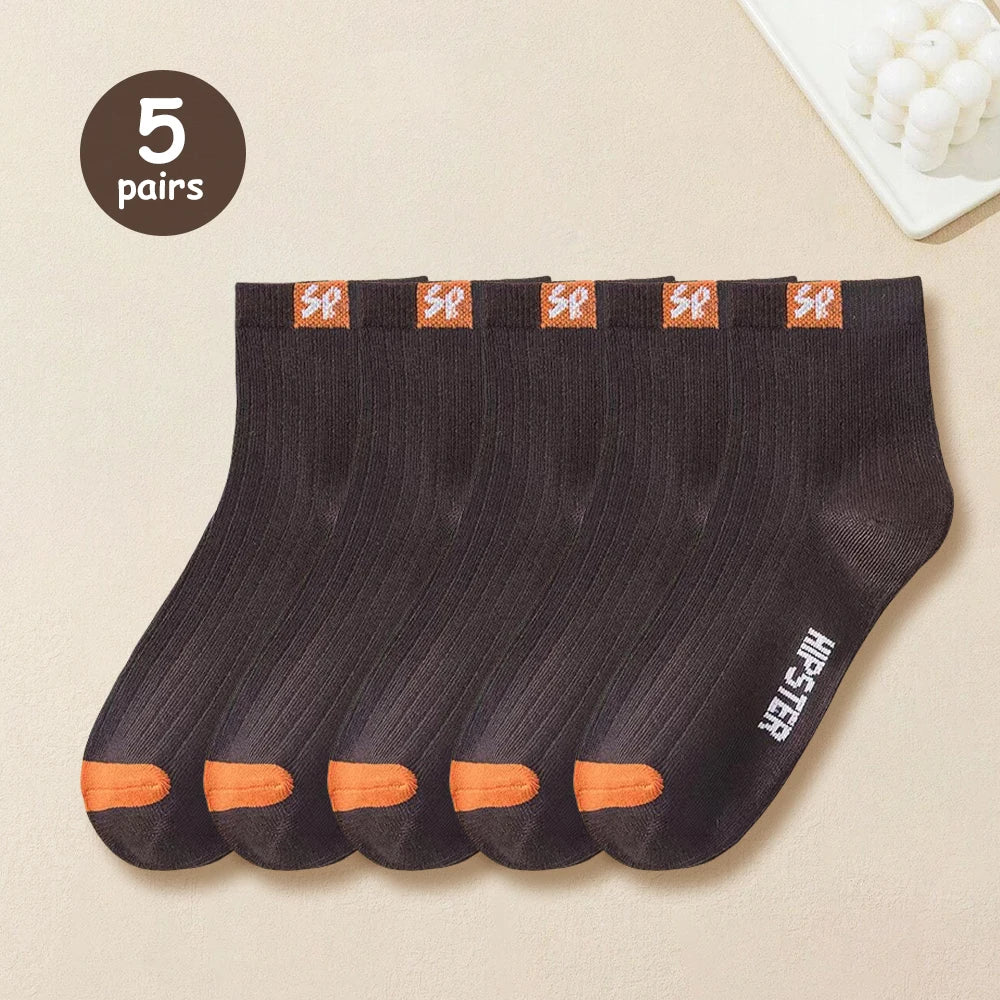 5/10/15/20 Pairs Men Socks Breathable Cotton Sports Stockings Comfortable Men Socks Sweat Absorption Business Socks Letter Print