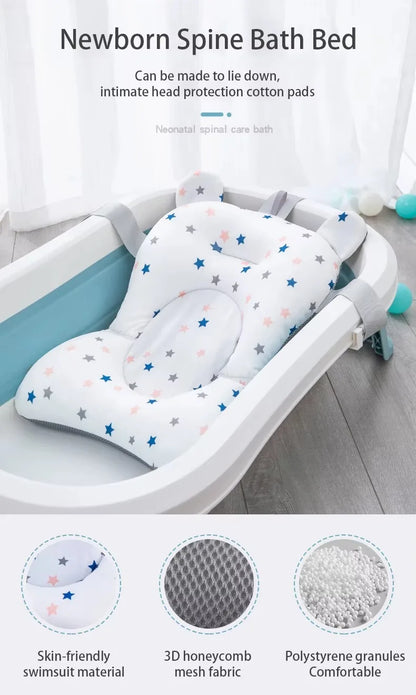 PANGDUBE Baby Bathtub Pad Ajustable Bath Support Seat Newborn Bathing Cushion 0~1 Year Old Baby Bathtub Floating Seat for Shower