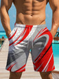 2025 Summer Trend Men's Loose Shorts Drawstring Quick Dry Striped 3D Print Shorts Casual Oversized Running Breath Sport Shorts