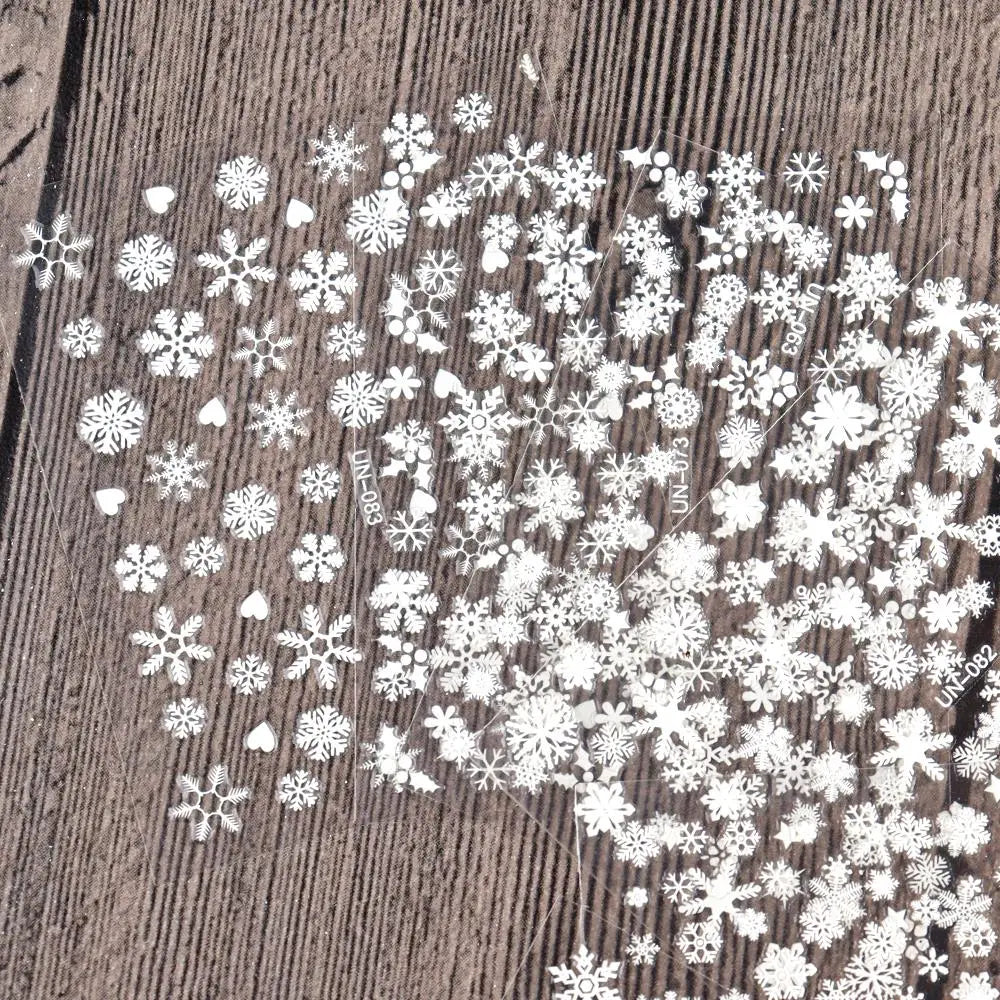 30 Sheets Christmas Nail Art Stickers Self Adhesive 3D White Snowflake Nail Decals Xmas Nail Supplies Christmas Manicure Sliders