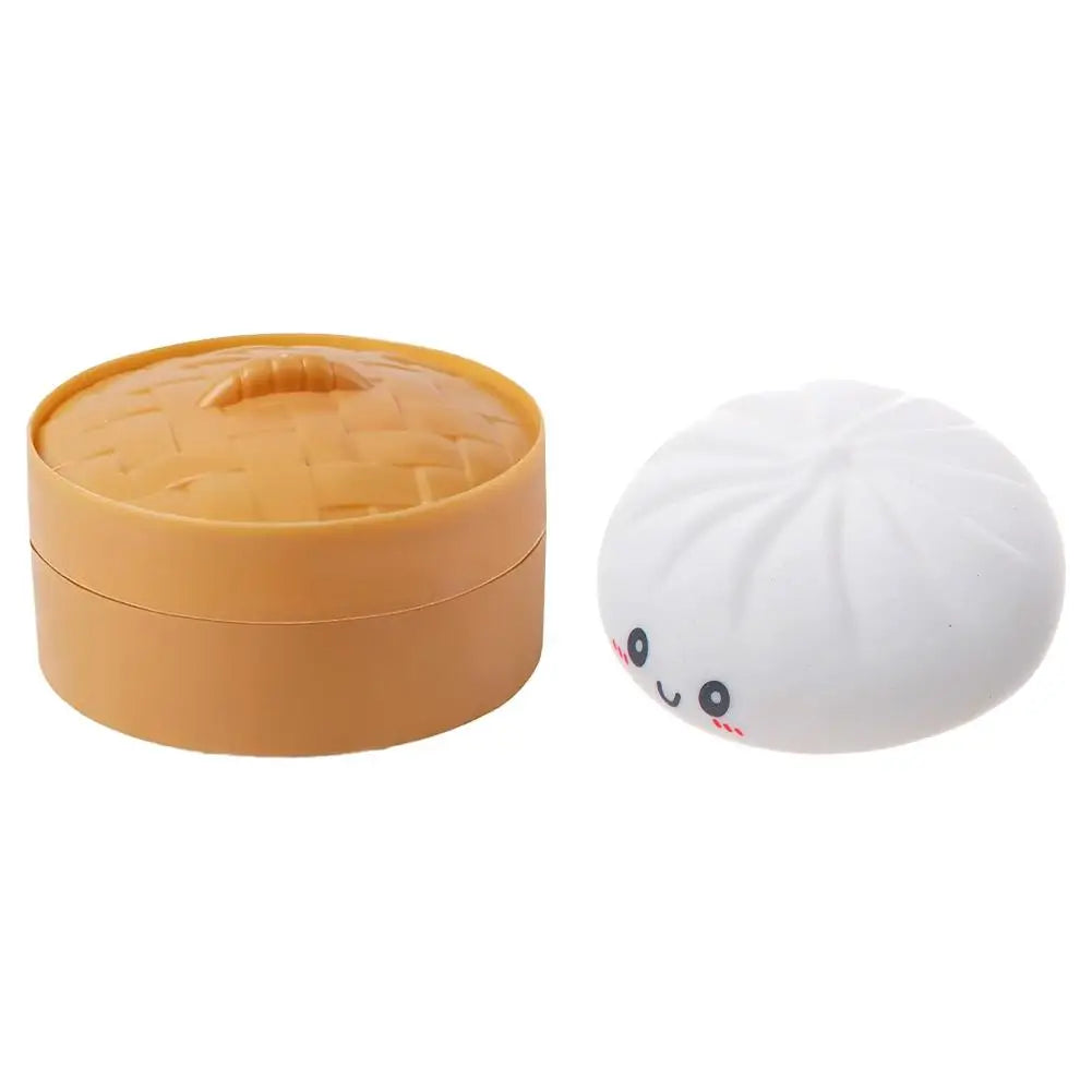 Colorful Dumpling Squishes Stress Balls Fidget Sensory Toys Simulation Food Squishies Bun With Steamer Dough Ball Gifts