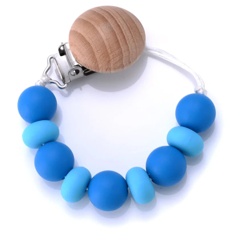 BPA-Free Silicone Pacifier Clips Chain with Beads Dummy Clip Holder Soother Teething Toy Chew Gift for Babies