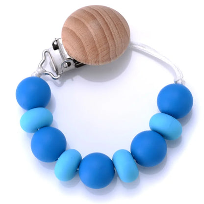 BPA-Free Silicone Pacifier Clips Chain with Beads Dummy Clip Holder Soother Teething Toy Chew Gift for Babies