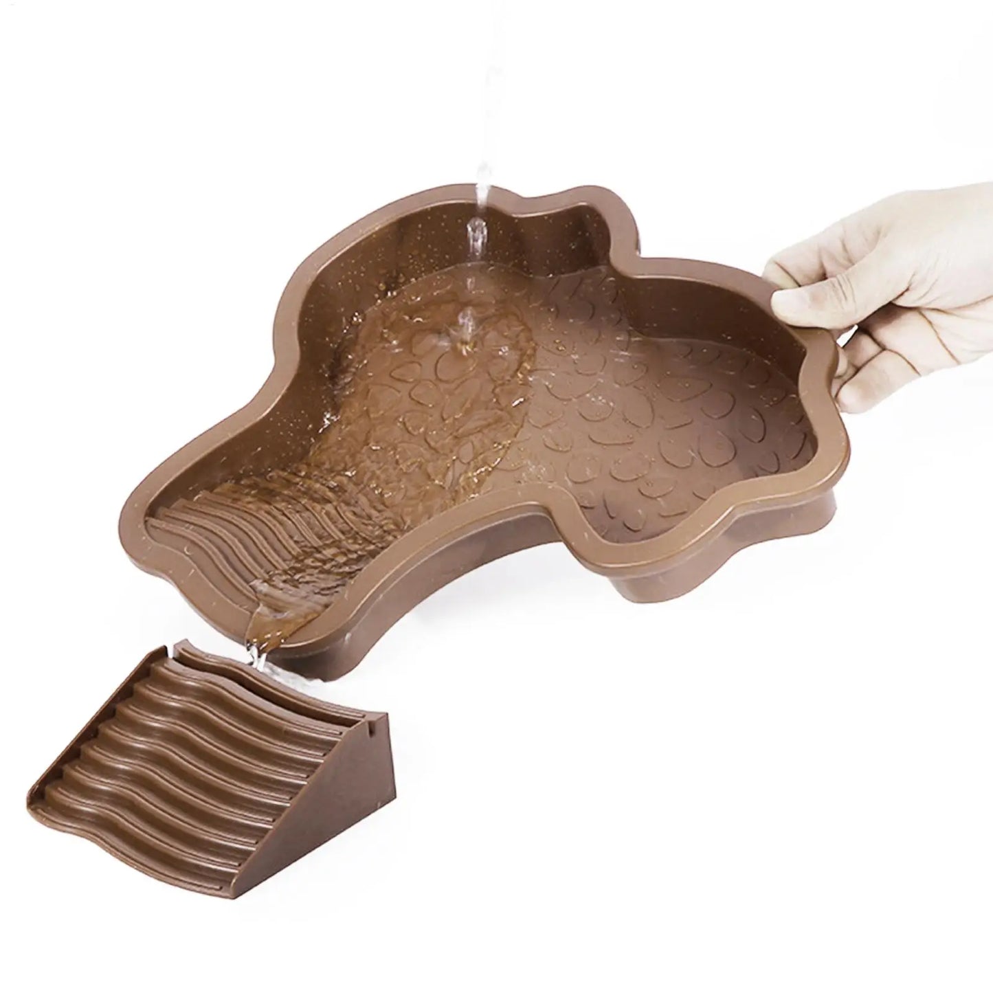 Reptile Bathing Pool with Ramp Turtle Soaking Tub Slip Proof Water Bowl for Tortoise Bearded Dragon Gecko Terrarium Decoration