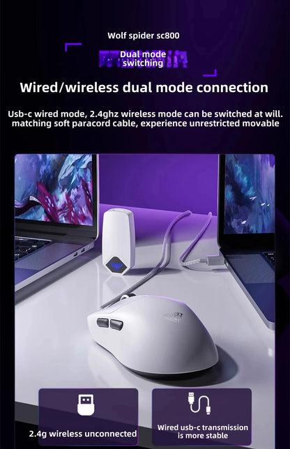 AULA SC800 Gaming Mouse USB-C Wired/2.4G 37g Lightweight 8K Paw3395 Sensor Customized Mice PC E-Sports Gamer Accessories Gifts