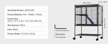 SucceBuy 64.6" Rolling Metal Ferret Cage Large 4-Tier Critter Nation Cage Small Animal Cage for Rats Hamster Guinea Chinchilla