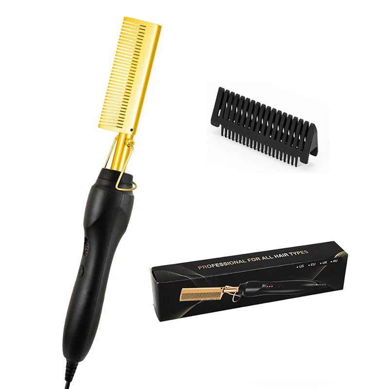 Hot Selling 2-In-1 Straight Hair Comb Portable Fast Heating Copper Straight Hair Comb Salon Professional Styling Tool