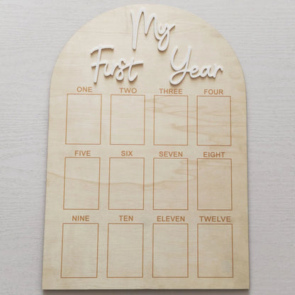 Wooden Baby Commemorative Photo Frame,monthly Calendar,photo Display Board,milestone Photo Frame for Newborns