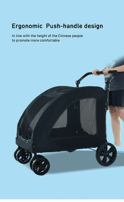 Large-sized Pet Stroller for Outdoor Travel Dog Mobility Scooter Large Capacity Dog Car Multifunctional Foldable Pet Stroller