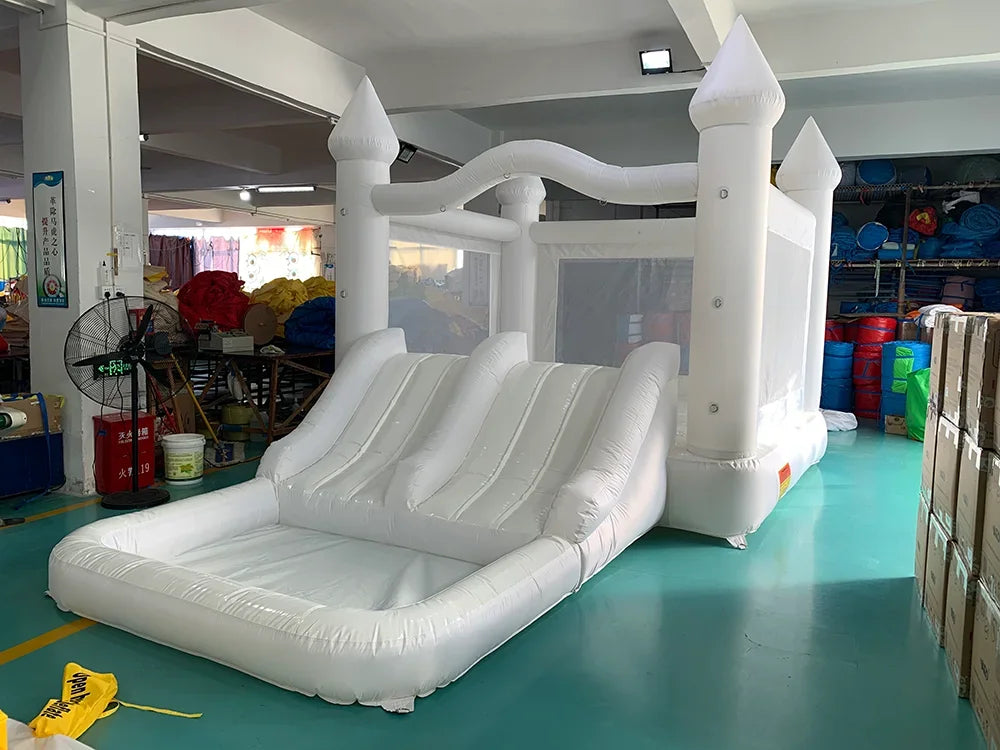 Inflatable Bounce House 5.6*3.3*3M White Jumping Castle For Kids Bouncy Castle Withe For Kids Outdoor Toys With Blower Slide