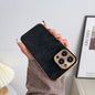 Leather Phone Case For Iphone 13 11 12 14 15 16 17 ProMax Plus Electroplated Frame Lambskin Phone Shell For IPHON 15 16 17Promax