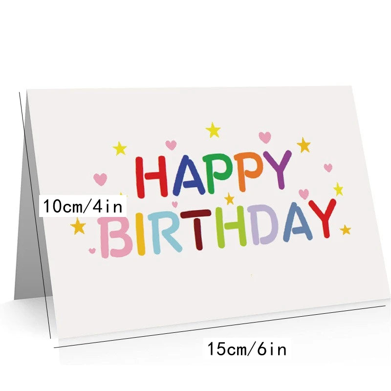 10Sets Happy Birthday Gift Cards Balloon Cartoon Assorted Greeting Card with Envelope and Sticker Birthday Party Invitation Card