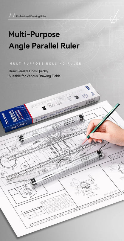 Plastic Ruler Drawing Roller Ruler Parallel 30cm Multi-functional Drawing Design Used for Measurement Drafting Schools Offices