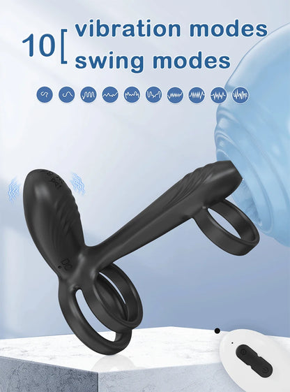 Vibrating 360°Twisting Cock Ring Sex Toys for Women Adult Couples G-spot Clitoral Stimulator Penis Ring for Men Dick Vibrator 18