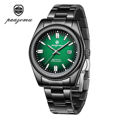 2026 PAAZOMU Fashion Men Stainless Steel Watch Luxury Calendar Quartz Wrist Watch Business Watches Man Clock relogio masculino