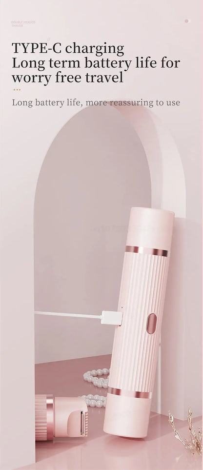 Electric Razor for Women Bikini Underarm Lady Facial Razor Waterproof Double Head Hair Removal Epilator Electric Female Trimmer