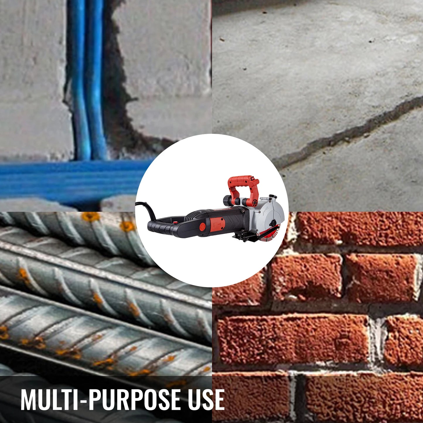 SucceBuy Max 4800W Wall Chaser Concrete Cutter Electric Laser Aiming Groove Slotting Machine 125mm Circular Saw Cutting Tool
