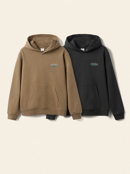 SIMWOOD 2026 Spring New Oversize Back Moutain Print Hoodies Men 340gsm Warm Brushed Lining Fabric Sweatshirts