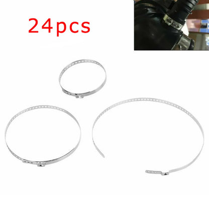 24pcs Car CV Boot Clamp Adjustable Stainless Steel Axle CV Joint Boot Clamp Kit Drive Shaft Axle Joint Clip 25-50mm 50-120mm