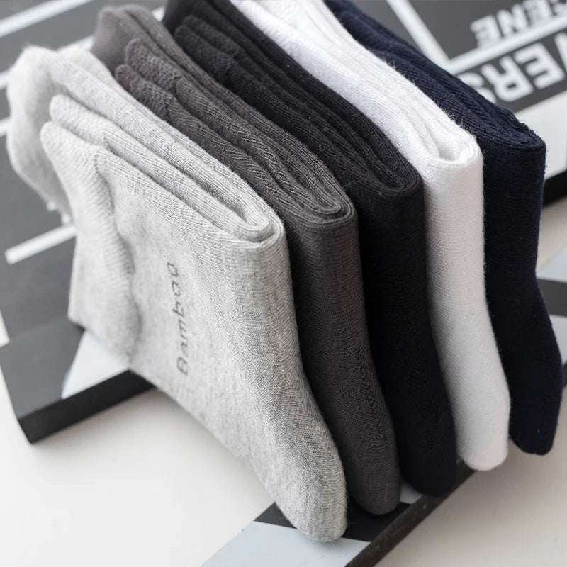 10Pairs Bamboo Fiber Socks Men Casual Business Anti-Bacterial Comfortable Breatheable High Quality Sock Male Plus Size EU38-46