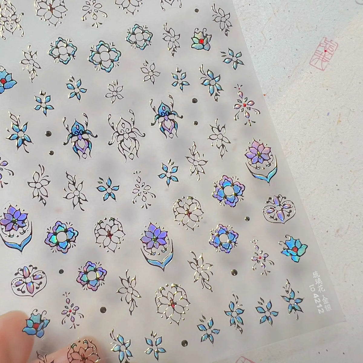 Bohemian Pattern Colorful Love Heart Moon Pearl Crystal Rhinestone 5D Nail Art Sticker Self Adhesive Decoration Manicure Decal