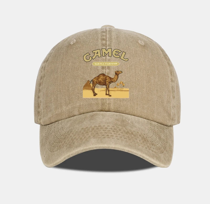 1-Piece Camel Print Baseball Cap Classic Minimalist Retro Style Breathable Soft Fabric Perfect for Work and Daily Wear Adjustabl