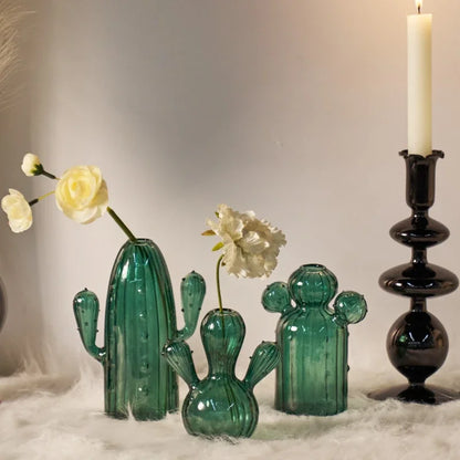 Cactus Glass Vase Hydroponic Plant Living Room Decoration Aromatherapy Bottle Flower Decor Vase Tabletop Small Vase Handicraft