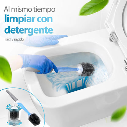 Toilet Bowl Brush Holder Set Silicone Toilet Brush with Refillable Handle Dispenser Bathroom Scrubber Rv Cleaner Toilet Brush
