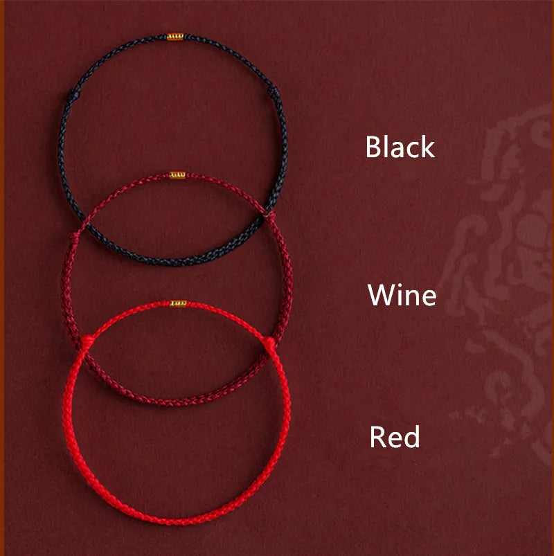 Hand Braided Red Rope Bracelet Copper Lucky Bead Hand Rope Couple Bracelet Simple Buckle Ethnic Original Female Accessory