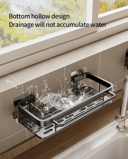 Multi-functional Kitchen Shelf, Drying Rack, Mop Storage, No-Drill Wall Mount, Home Spice Rack, Sink Faucet Basin