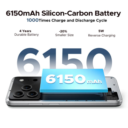 DOOGEE Note56 Pro Android 16 Gemini AI "battery 6150 mAh 32 Go RAM (4 + 28) 128 Go ROM Support Widevine L1