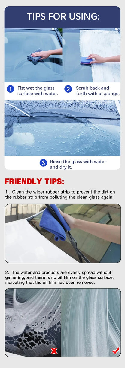 Motorcycle Glass Oil Film Remover Glass Polishing Compound Windshield Cleaner Car Glass Polishing Clear Window Auto Detailing