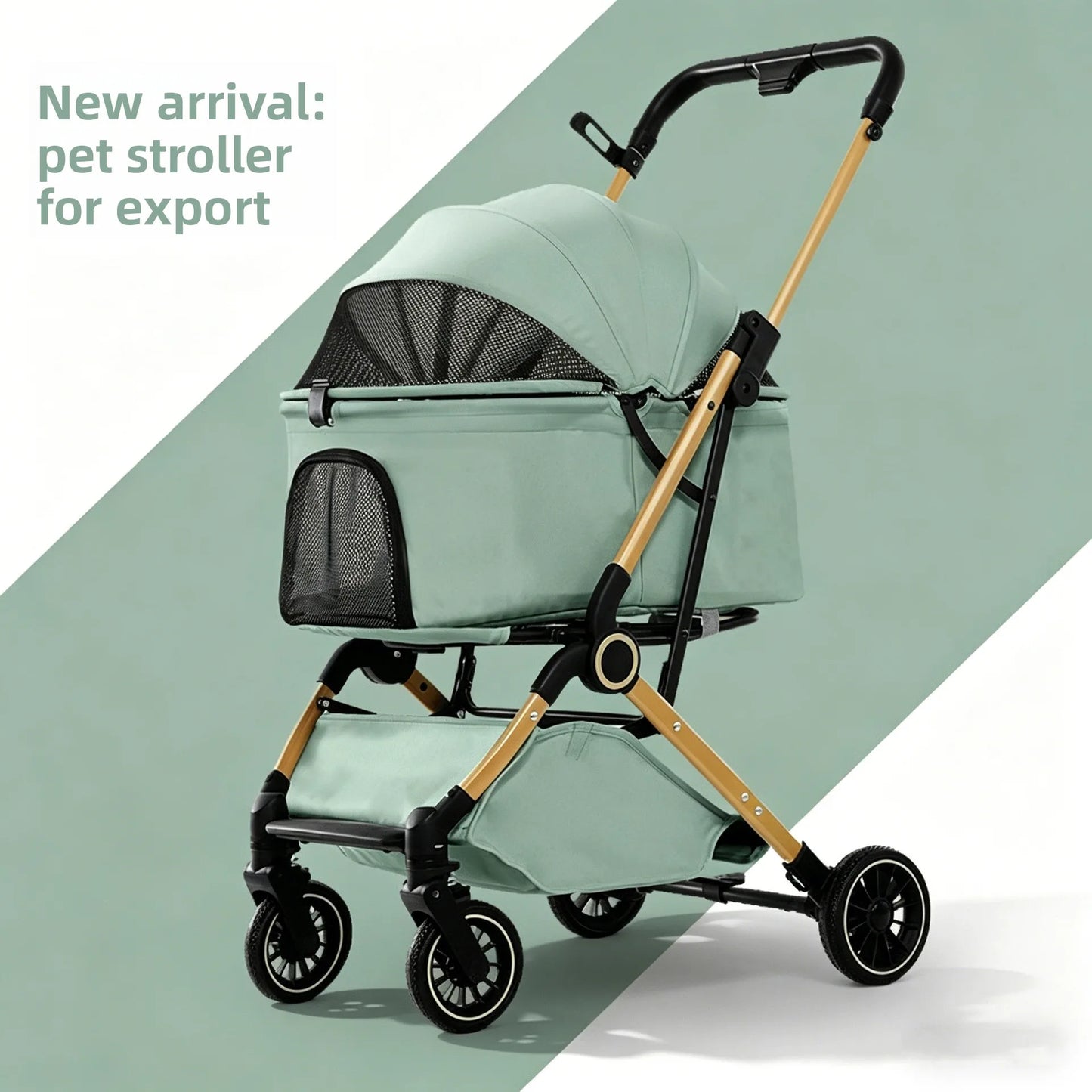 Pet Stroller One Button Foldable Cat Dog Outdoor Travel Cross Border Pet Stroller Pet Trolley Stroller for Dog Puppy Stroller