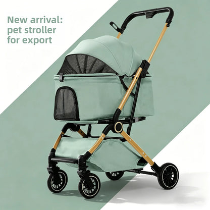 Pet Stroller One Button Foldable Cat Dog Outdoor Travel Cross Border Pet Stroller Pet Trolley Stroller for Dog Puppy Stroller