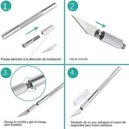 Engraving Non-Slip Metal Scalpel Knife Kit 5pcs Blades Cutter Craft Knives For Mobile Phone PC DIY Repair Hand Tool Accessories