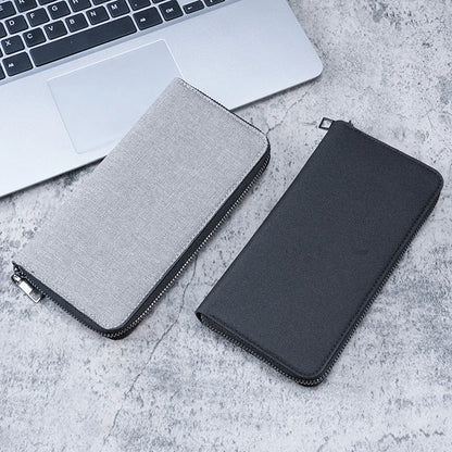 New men's long zipper wallet large capacity multi-card business canvas clutch wallet.