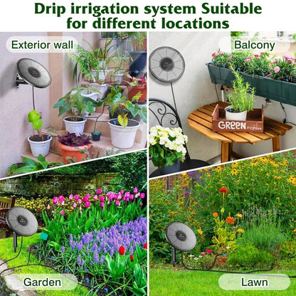 Solar Irrigation Equipment Greenhouse Irrigation Drip Irrigation Kit with 15M Hose for Potted Plants with Automatic Timer