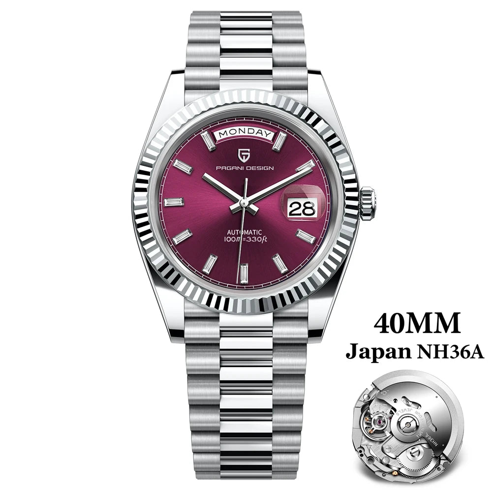 PAGANI DESIGN 2026 New Luxury Rose Gold DD40 Automatic Watch For Men 8285 Mechanical Wristwatch Men Stainless Steel Waterproof