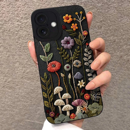 For iPhone 17 Air 16E 16 15 14 13 12 11 Pro Max Case Embossed Floral Pattern Painted Phone Cover For iPhone XS X XR 7 8 Plus SE2