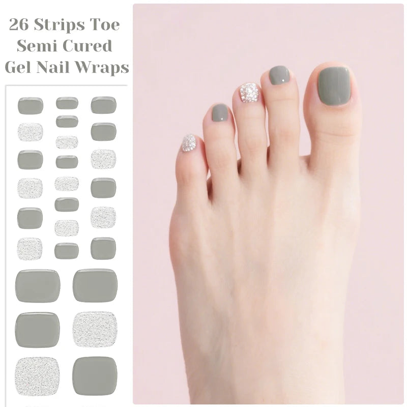 Gradient Auroras Semi Cured Gel Nail Strips Sparkly Shinning DIY Gel Polish Stickers for Nails Works with UV/LED Nail Lamps