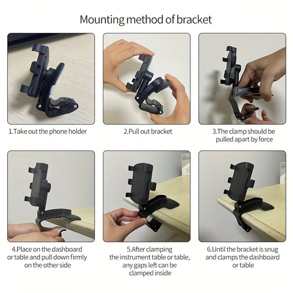 Universal Multi-Function Car Mobile Phone Holder Dashboard GPS Mobile Phone Holder Clip 360 Degree Rotatable Car Accessories