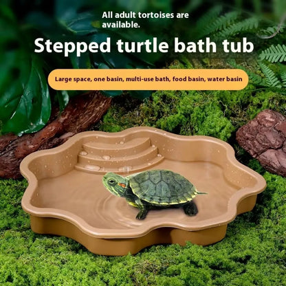 Turtle Bathing Pool, Reptile Feeding Dish Water Pot, Landscape Fish Tank Decoration,Turtle Bath Pool for Aquatic Climbing Pet