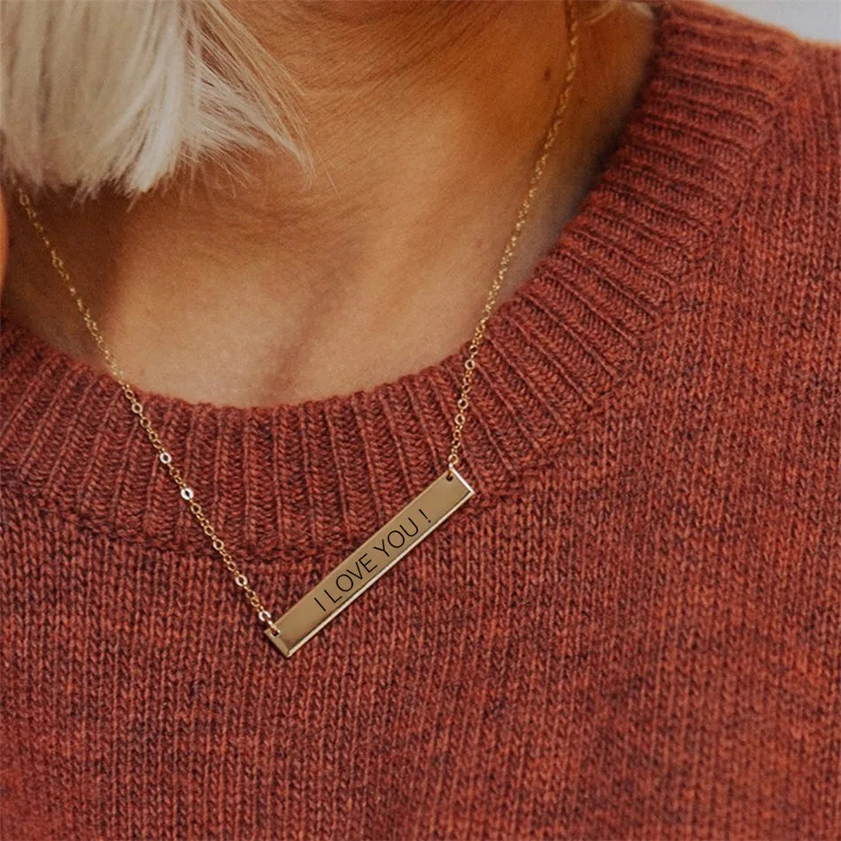 EManco Name Sentence Letter Necklace Women's Stainless Steel Necklaces Customized Initial Pendant Factory Direct