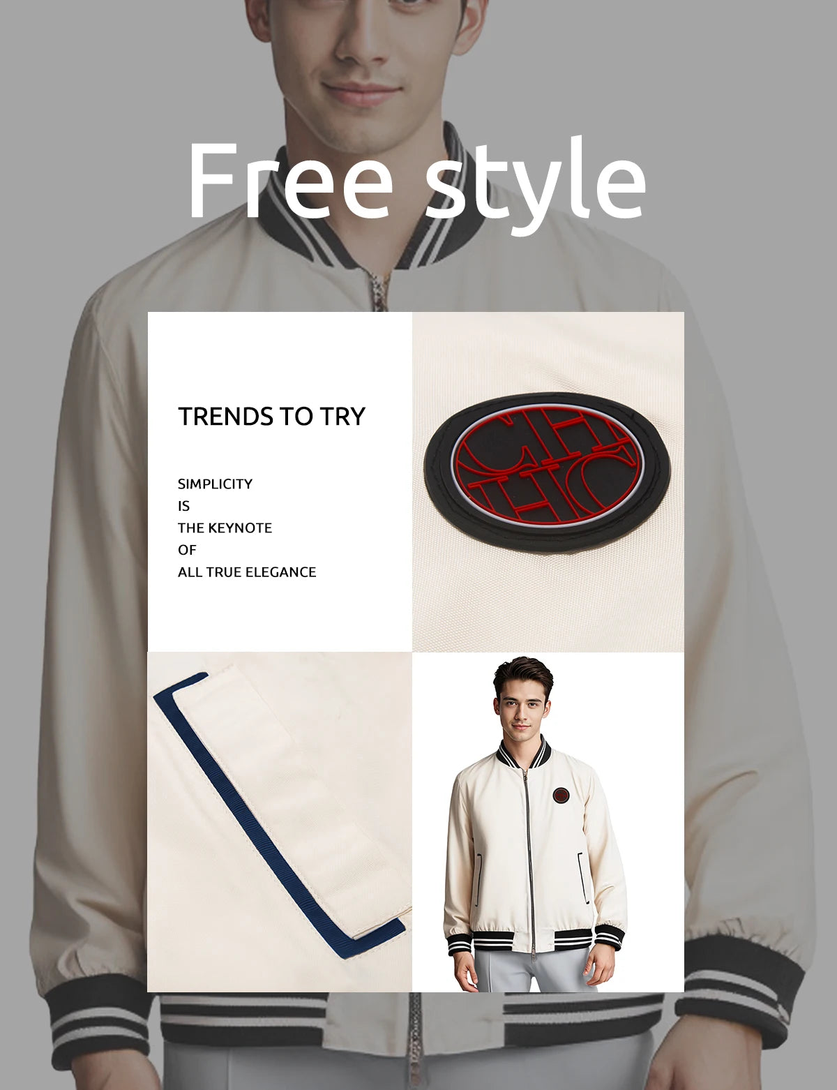 Men's Jacket O Neck Zipper Design Baseball Jackets Pocket Casual Tops Fashion Men Coats Outwear Autumn Winter Loose Jackets