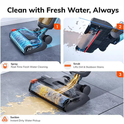 ILIFE W90 Pro Cordless Vacuum Cleaner Mop Wet & Dry, 7000Pa Suction, One Tap Self-Cleaning, Floor Washer, LED Display, Large Dual Water Tank, Upgraded W90
