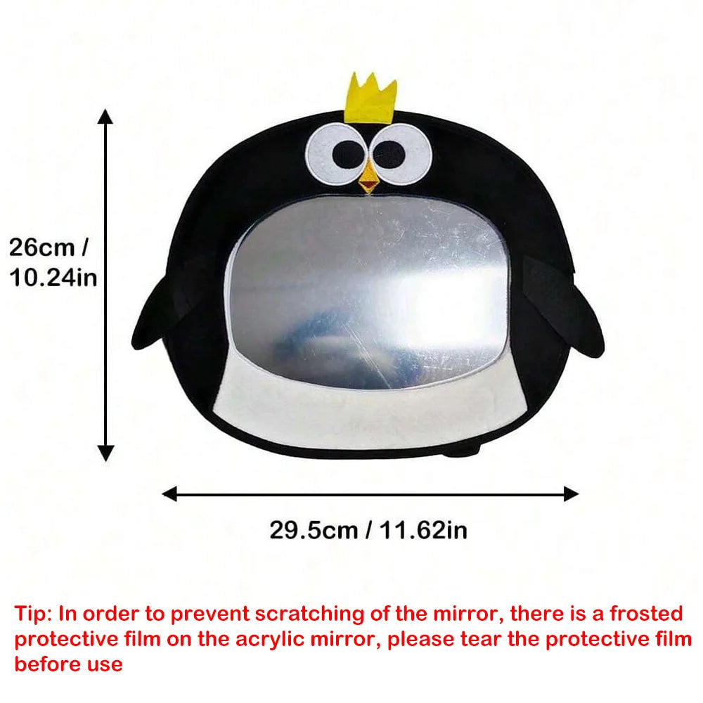 Adjustable Baby Car Rearview Mirror with Cartoon Plush Toy Multifunctional Safety Seat Interior Decoration for Cars