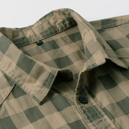 2025 Autumn New Fashion Men's 100% Cotton Plaid Shirt Tops Casual Button Down Long Sleeve Letter Embroidery Shirts with Pocket