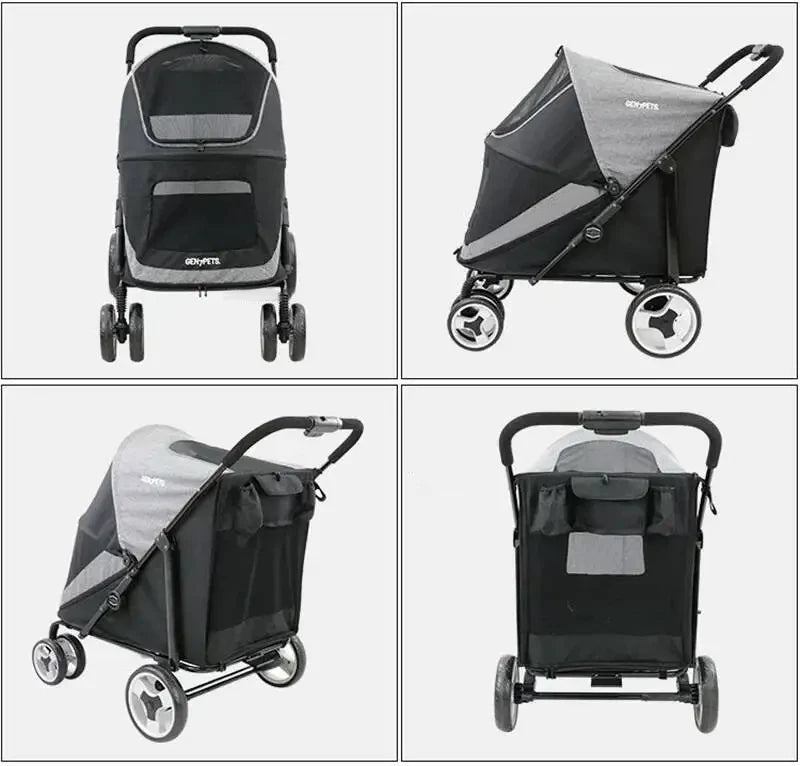 Portable Golden Retriever Large Dog Pet Stroller Cart Simple 4-wheel Foldable Large Capacity Stroller Outdoor Travel Pet Trolley