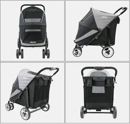 Portable Golden Retriever Large Dog Pet Stroller Cart Simple 4-wheel Foldable Large Capacity Stroller Outdoor Travel Pet Trolley
